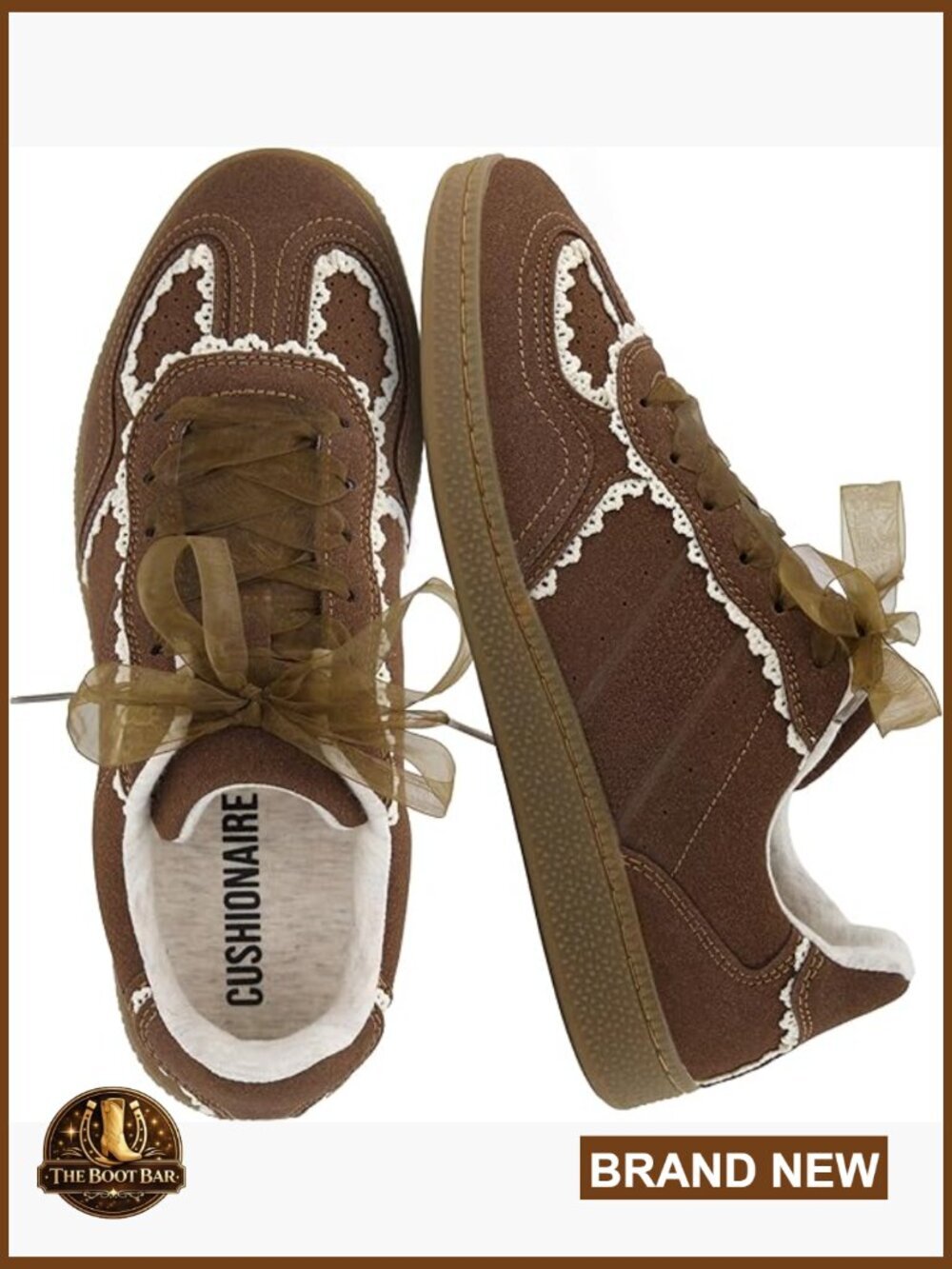 Women's Lace Detail Casual Sneakers - Ribbon Lace-Up Shoes with Memory Foam